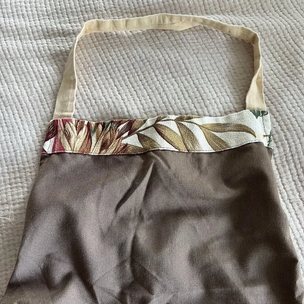 Hawaiian Hawaii Floral Print Canvas Kitchen Apron Pockets Brown Beige Aloha Cook